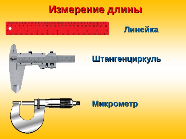 Измерение длины Линейка Штангенциркуль Микрометр 