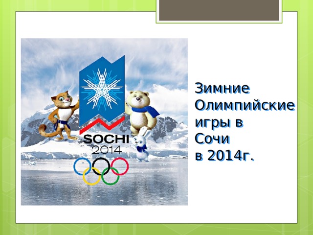 Зимние Олимпийские игры в  Сочи  в 2014г. 
