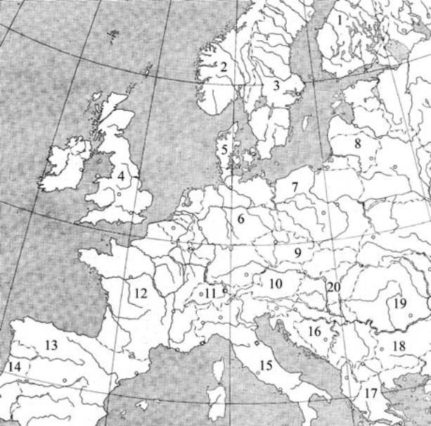 Контурная карта по географии 7 класс зарубежная европа ответы