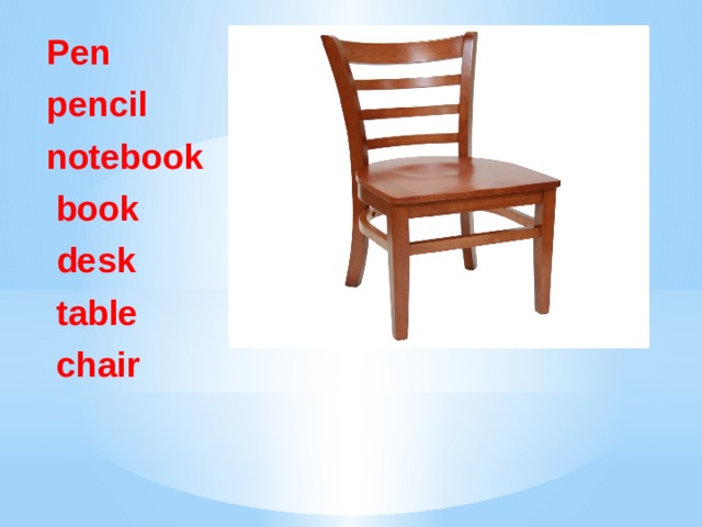 Pen pencil notebook  book  desk  table  chair 