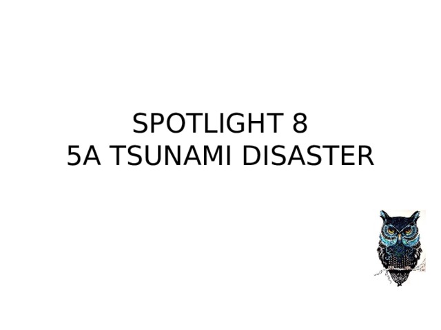 SPOTLIGHT 8  5A TSUNAMI DISASTER 