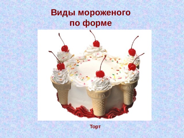 Виды мороженого  по форме Торт  