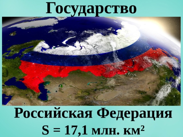 Государство Российская Федерация S = 17,1 млн. км² 