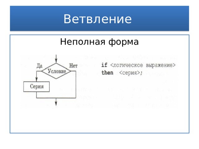 Ветвление Неполная форма 
