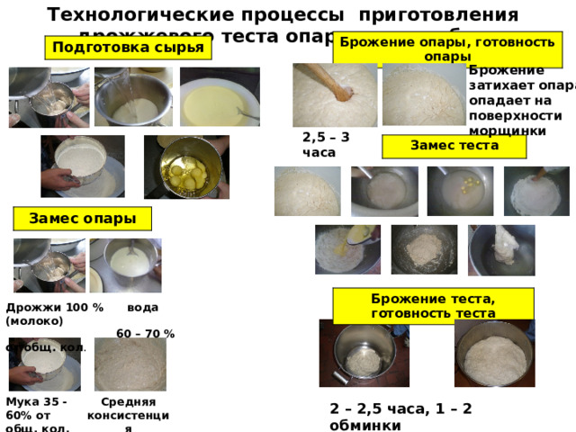 Приготовление теста брожение