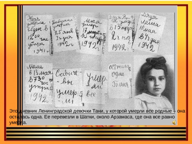 Блокадный дневник тани савичевой фото Презентация "9мая" - Дошкольное образование - Презентации - Дошкольникам