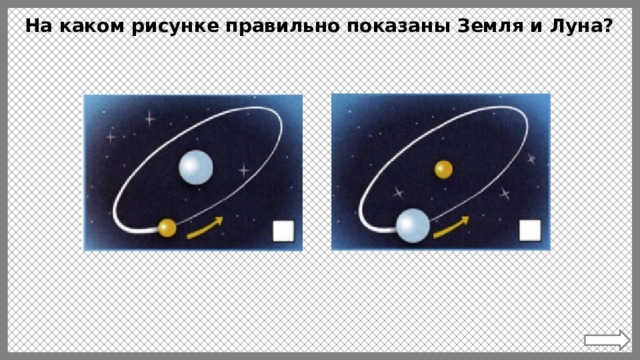 На каком рисунке правильно показаны Земля и Луна? 