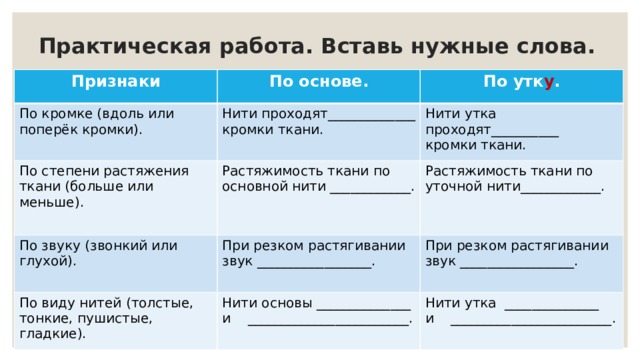 Растяжимость ткани по основной нити