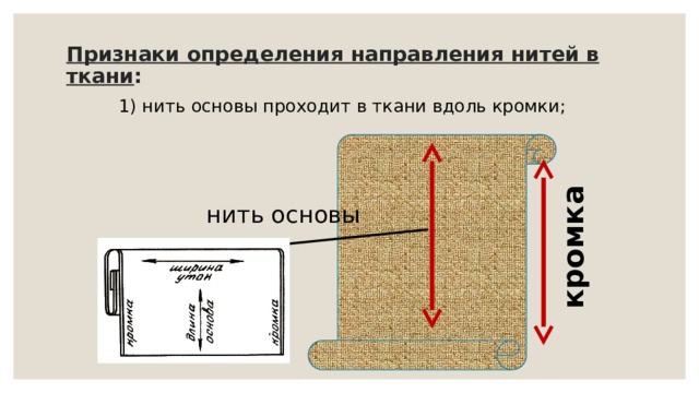 Вдоль кромки проходит нить