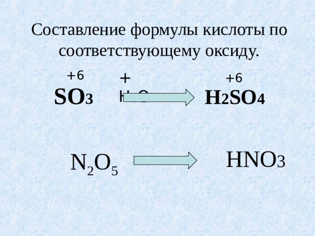 Напишите формулу оксида соответствующего кислоте h2so3. Как составлять формулы кислот.