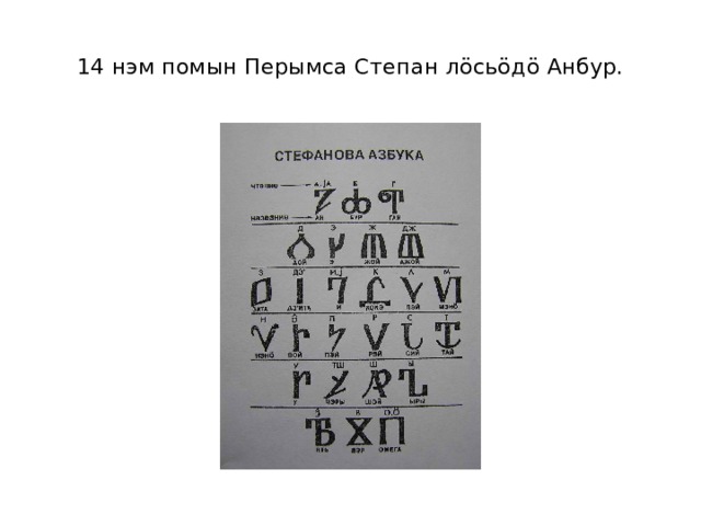    14 нэм помын Перымса Степан лӧсьӧдӧ Анбур.   