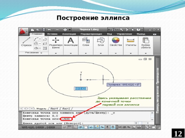 Построение эллипса  