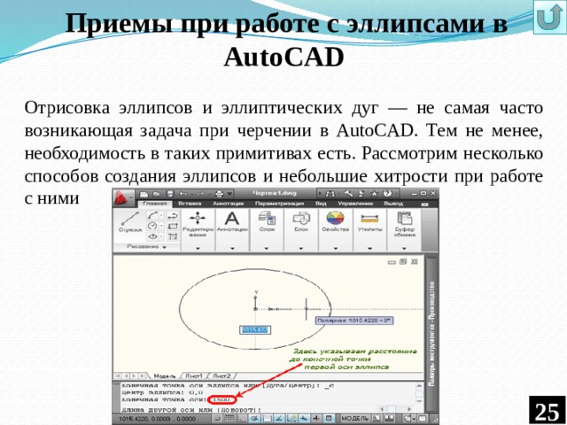  Приемы при работе с эллипсами в AutoCAD   Отрисовка эллипсов и эллиптических дуг — не самая часто возникающая задача при черчении в AutoCAD. Тем не менее, необходимость в таких примитивах есть. Рассмотрим несколько способов создания эллипсов и небольшие хитрости при работе с ними  