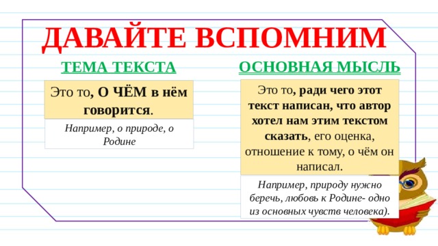 Вспомни основные