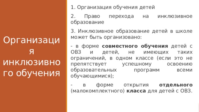 Положение об организации инклюзивного образования детей с овз в школе в ворде