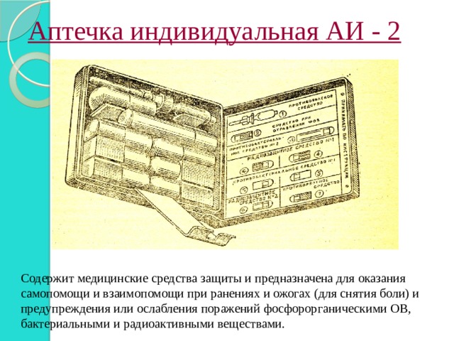 Что находится в аптечке индивидуальной аи 2. Таблица аптечка индивидуальная АИ-2 гнезда. Медицинские средства защиты аптечка АИ 2. Аптечка индивидуальная АИ-2 предназначена для. Радиозащитное средство 1.