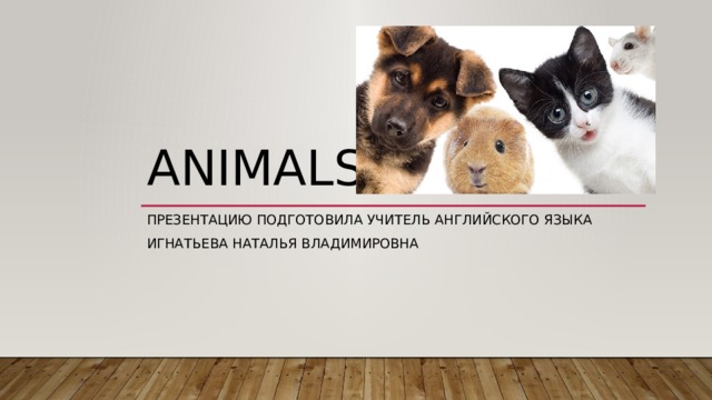 Animals Презентацию подготовила учитель английского языка игнатьева Наталья Владимировна 