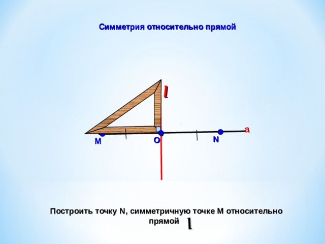 l l Симметрия относительно прямой a N O М Построить точку N , симметричную точке M относительно прямой   26 