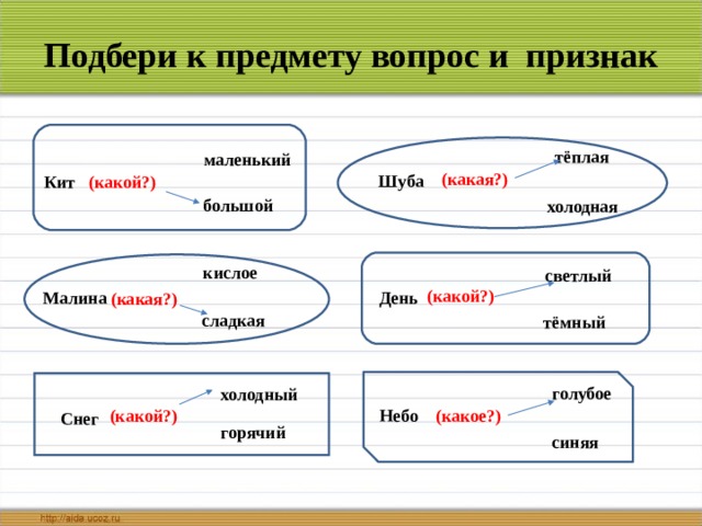 На какой вопрос предмет. Подбери признак снег какой. Подобрать к слову молодая признак предмета. Подбери признак к слову небо какое. Небо какое слова признаки.