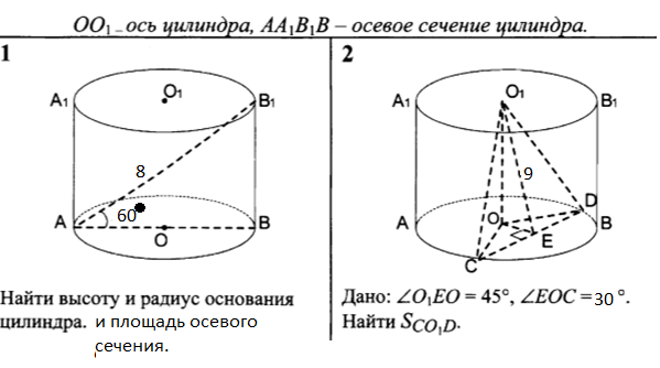 цилиндр площадь поверхности задания