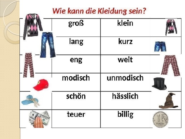Тест немецкий язык одежда
