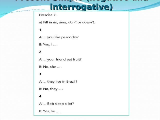 Present Simple (negative and interrogative) 