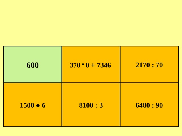 2170 : 70  600 370 0 + 7346 6480 : 90 8100 : 3 1500 ● 6 Е г и п е т  