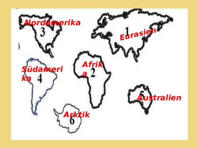         Australien     Eurasien Nordamerika   Afrika Südamerika Arktik 