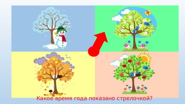 Какое время года показано стрелочкой? 