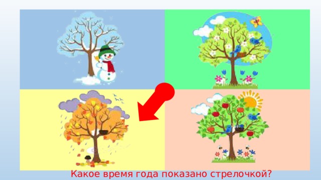Какое время года показано стрелочкой? 