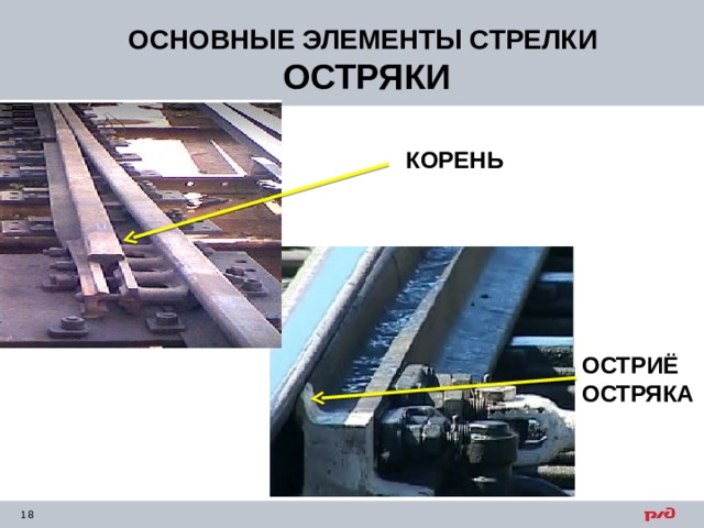 ОСНОВНЫЕ ЭЛЕМЕНТЫ СТРЕЛКИ ОСТРЯКИ КОРЕНЬ ОСТРИЁ ОСТРЯКА 