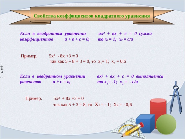 Презентация теорема виета 8 класс мордкович