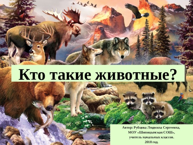 Кто такие животные? Автор: Рубцова Людмила Сергеевна, МОУ «Шипицынская СОШ»,  учитель начальных классов. 2018 год. 