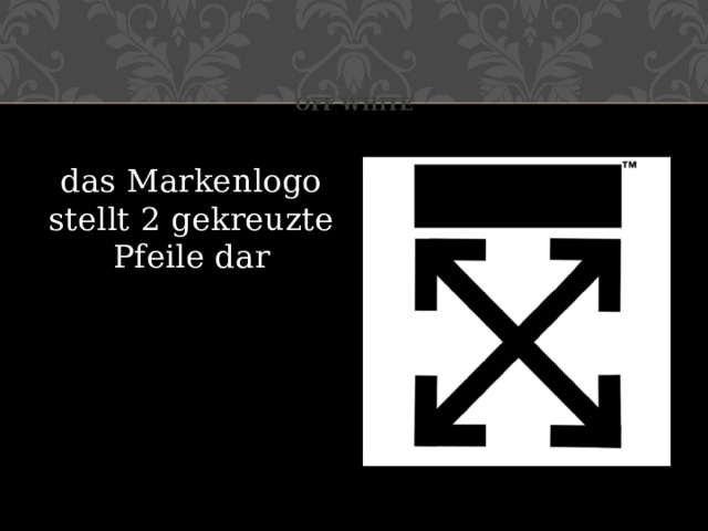 Off white das Markenlogo stellt 2 gekreuzte Pfeile dar 