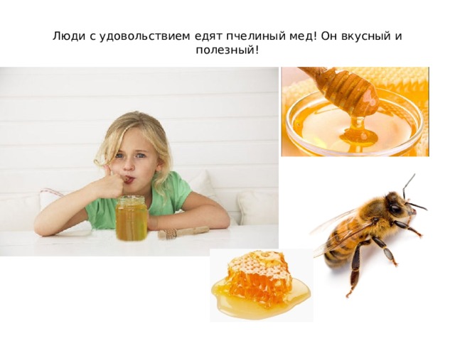Люди с удовольствием едят пчелиный мед! Он вкусный и полезный! 