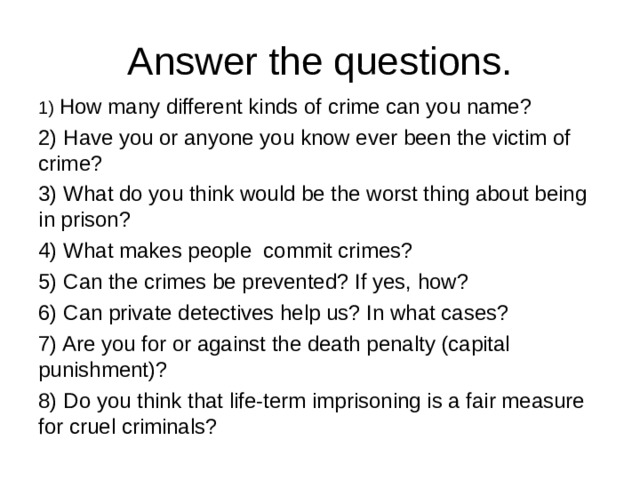 Kinds of crimes