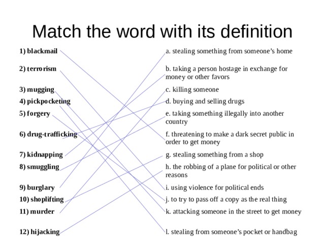 Match each word with its definition