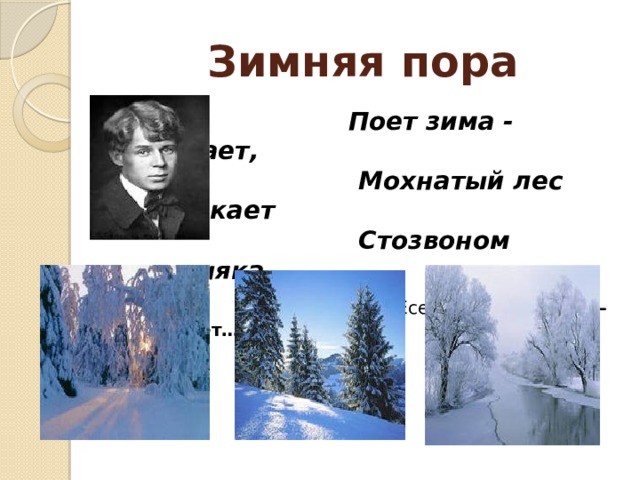 Поет зима аукает презентация. Сергей Есенин поёт зима аукает. Мохнатый лес. Поёт зима аукает Есенин мнемотаблица. Поёт зима аукает глаголы настоящего времени.