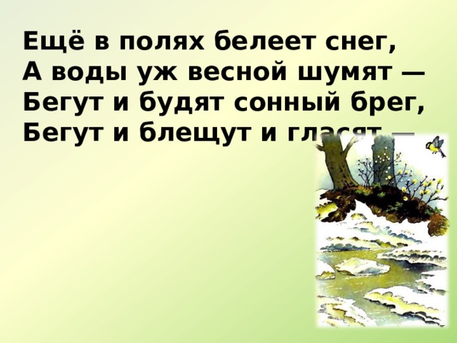 Еще в полях белеет снег а воды уж весной шумят схема предложения