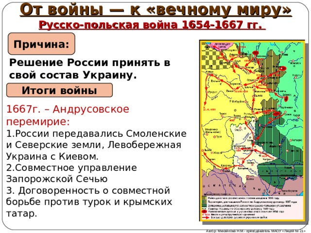 Подписание русско польского договора. 1654-1667 Андрусовское перемирие.