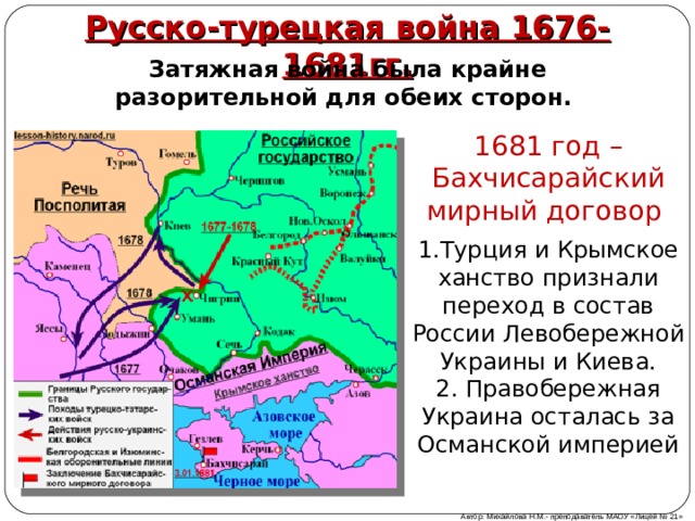 Карта русско турецкая 1677 1681