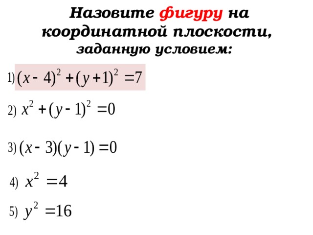  Назовите фигуру на координатной плоскости, заданную условием:   