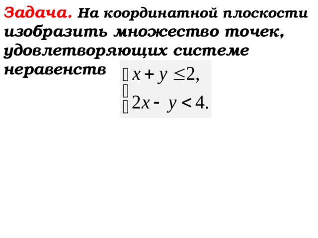  Задача.  На координатной плоскости изобразить множество точек, удовлетворяющих системе неравенств  