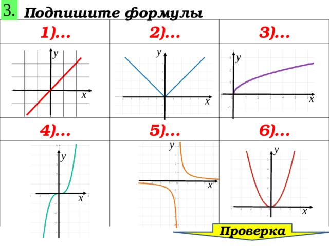  Подпишите формулы 1)… 2)… 3)… 4)… 5)… 6)…   Проверка  