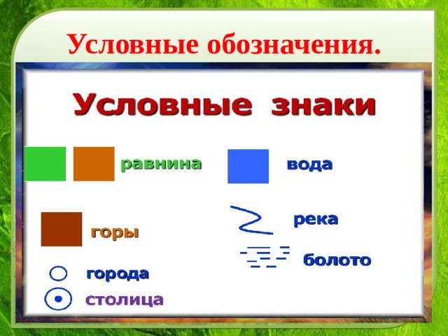 Условные обозначения. 
