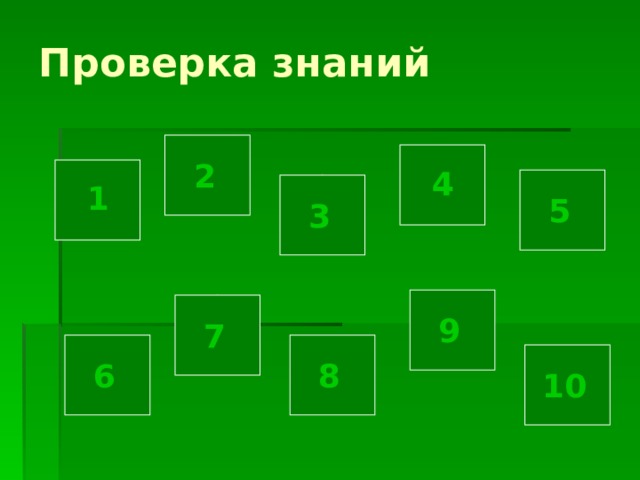 Проверка знаний  2 4 1 5 3 9 7 6 8 10 27 