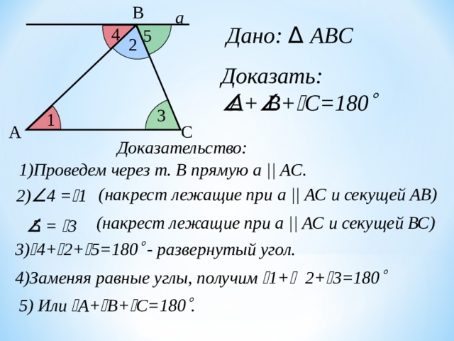 Сумма углов треугольника 7 класс презентация