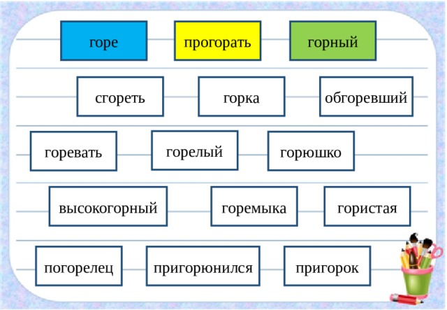 Пригорок гора однокоренные