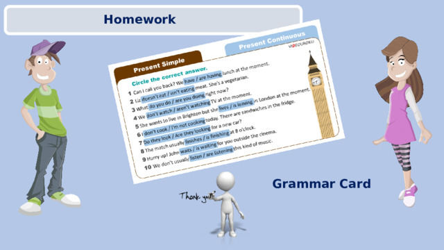 Homework Grammar Card 8 