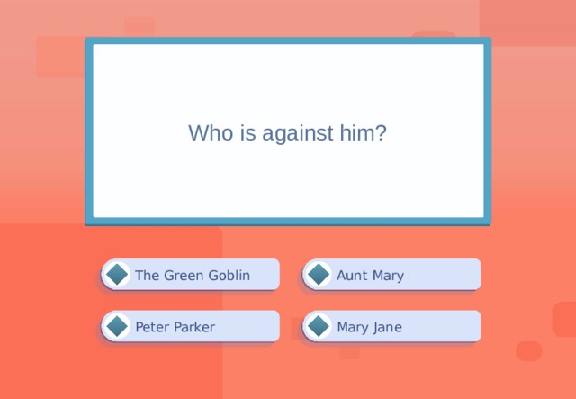 Who is against him? Aunt Mary The Green Goblin Mary Jane Peter Parker 